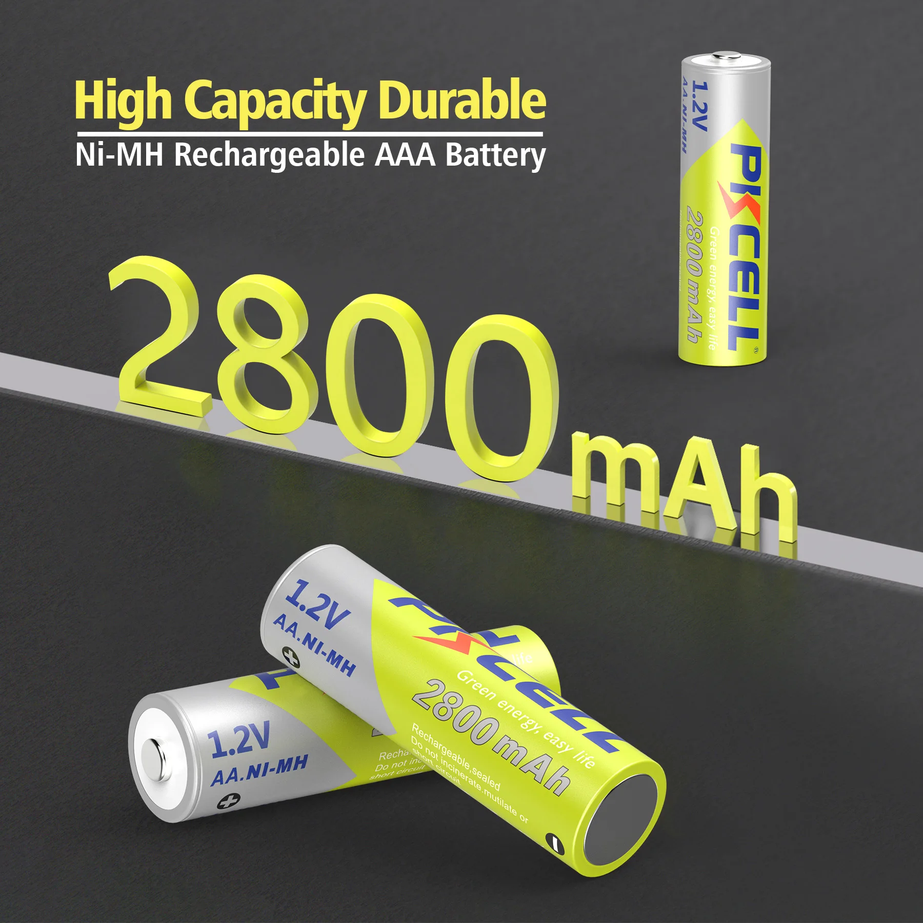 1-20PC PKCELL 1.2v 2800mAh  AA Rechargeable Batteries High Capacity Double AA NI-MH Batteries with 1200 Recycle