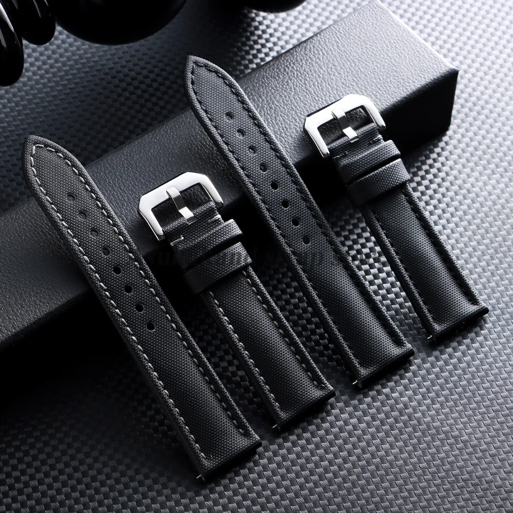 Premium Sailcloth Strap 20mm 22mm 23mm for Seiko for Blancpain for Omega Watchband Durable Nylon Leather Quick Release Men Band