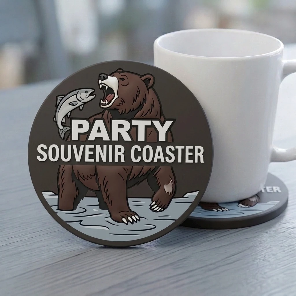 Customized Logo Round PVC Cup Coaster Non‑Slip Heat Resistant Drink Mat Personalized Table Accessory for Home Party Gift