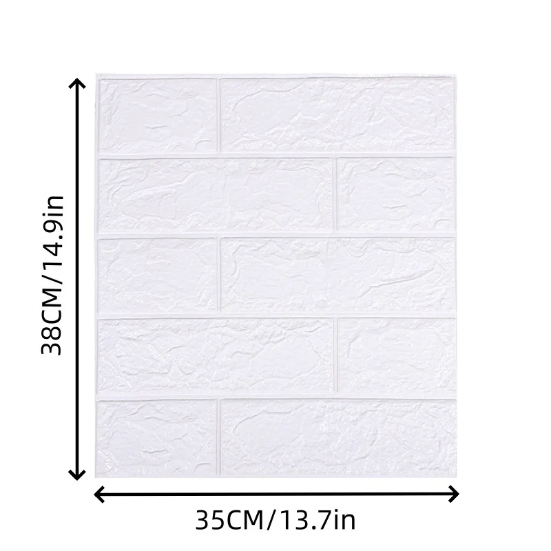 3D Foam Brick Wall Tiles 10pcs 35x38.5cm - Self-Adhesive XPE Waterproof Film for Furniture Cabinet Refresh, DIY Home Upgrade