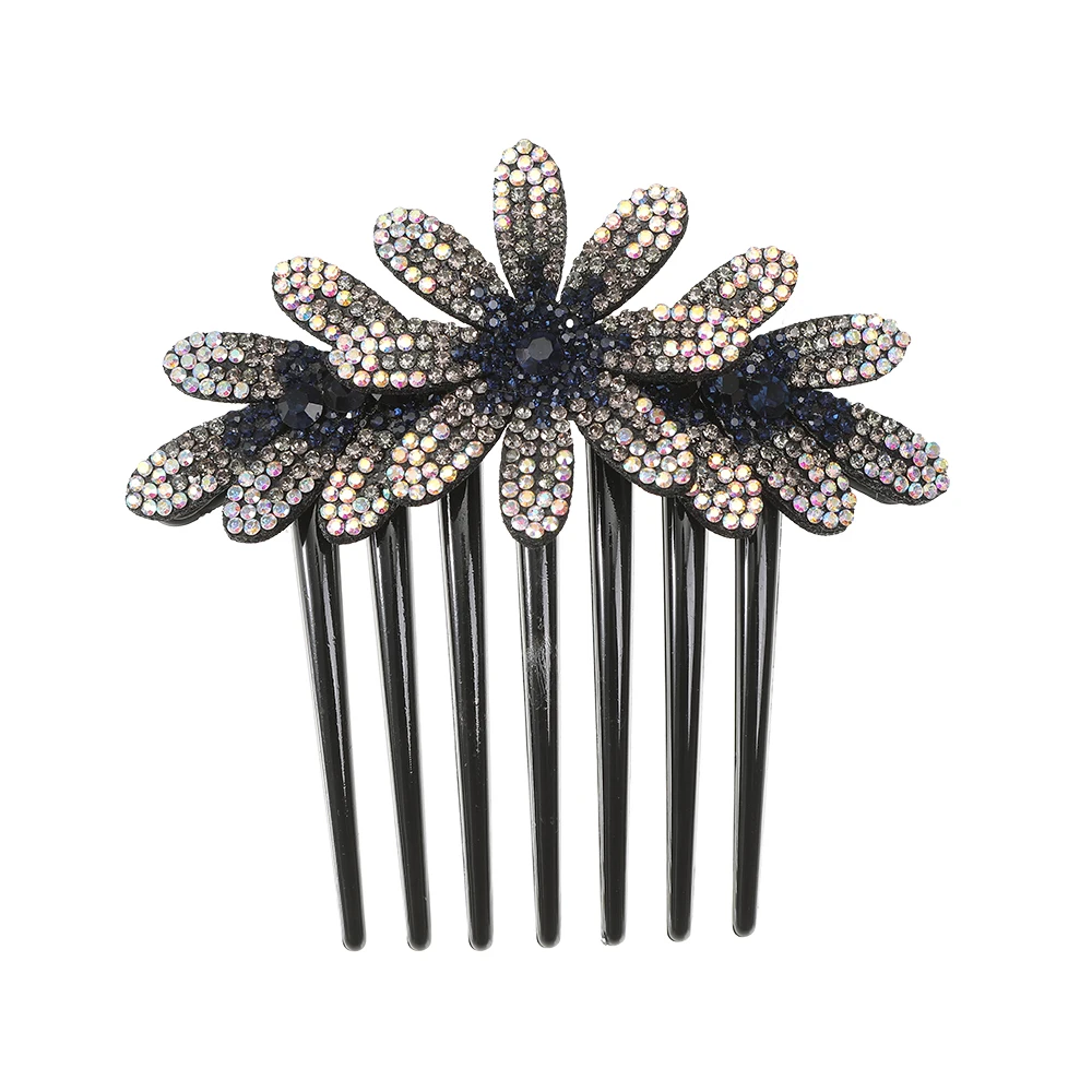 Molans Flower Crystal Hairclips Fashion Hair Maker Bun Hair Combs Plastic Shiny Hairpins for Women Hair Accessories