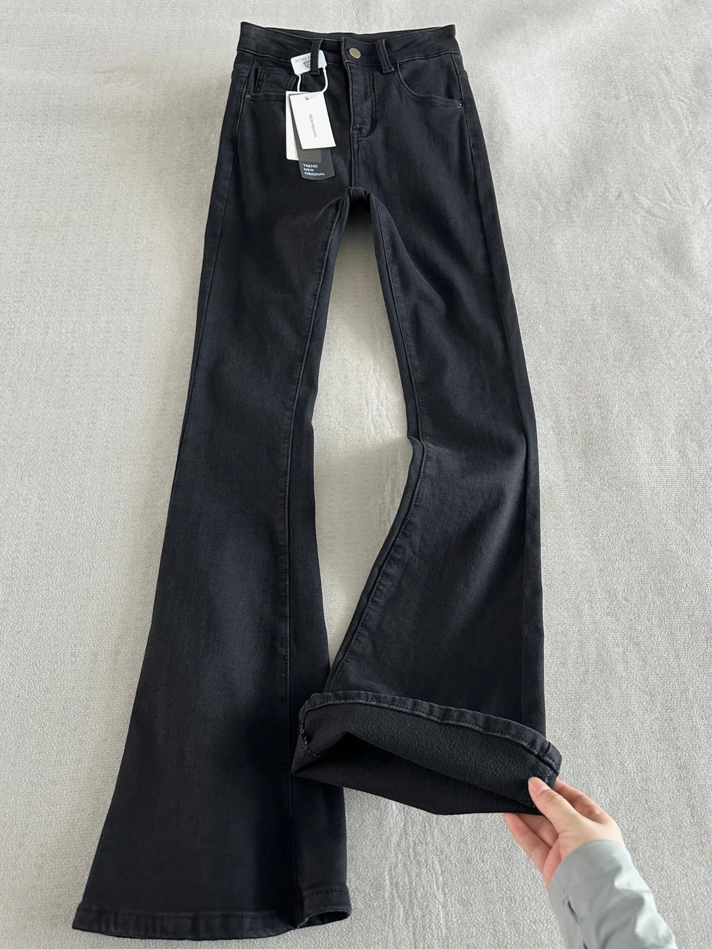 

Мужские джинсы Bla Fce с подкладкой, утепленные, осенне-зимние, прямого кроя, расклешенные, в американском уличном стиле, повседневные