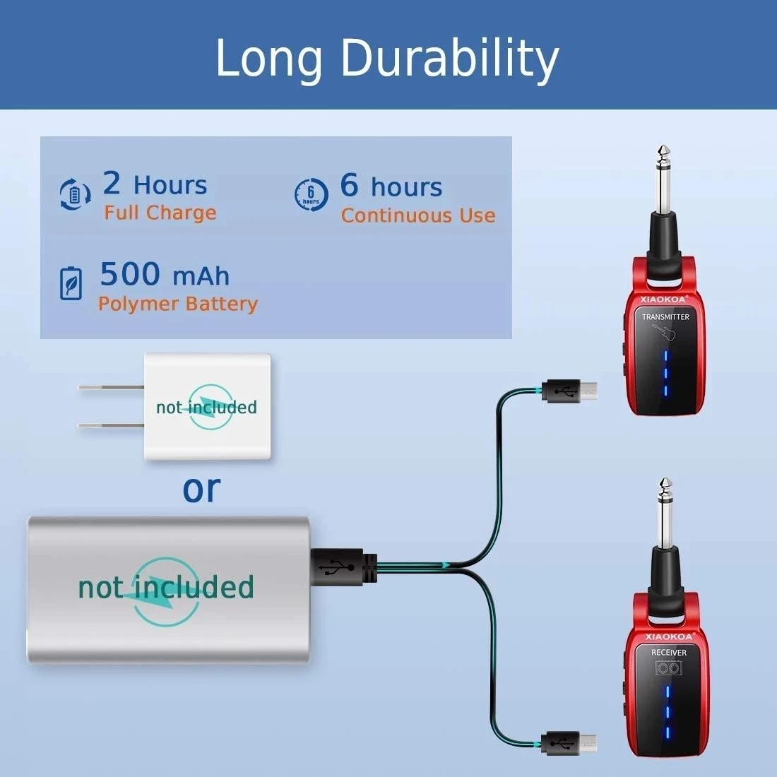 Wireless Guitar Transmitter Receiver System  Rechargeable Electric Wind Instrument Electric Guitar Bass Pickup Receiver Transmit