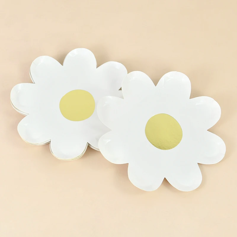 Daisy Flower Disposable Tableware Plates Straws Napkins Banner Wedding Baby Shower   Decoration Birthday Party Supplies