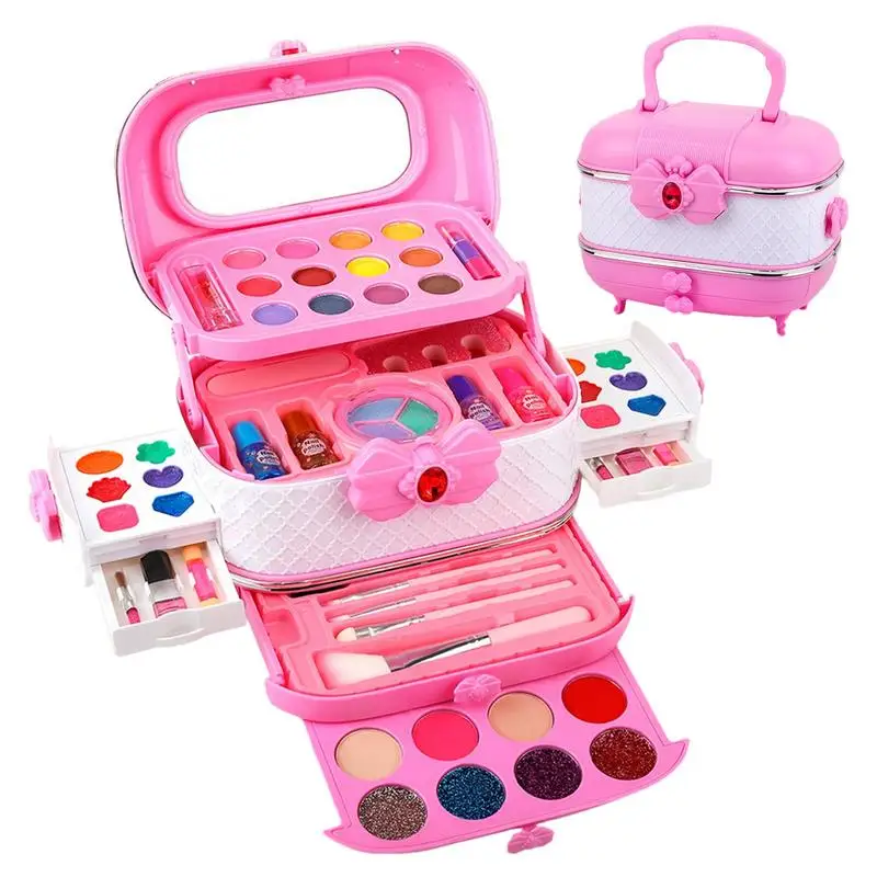 Makeup Kits For Kids 26pcs Washable Girls Makeup Kit Interactive Preschool Learning Activities Kids Cosmetic Set With Box For