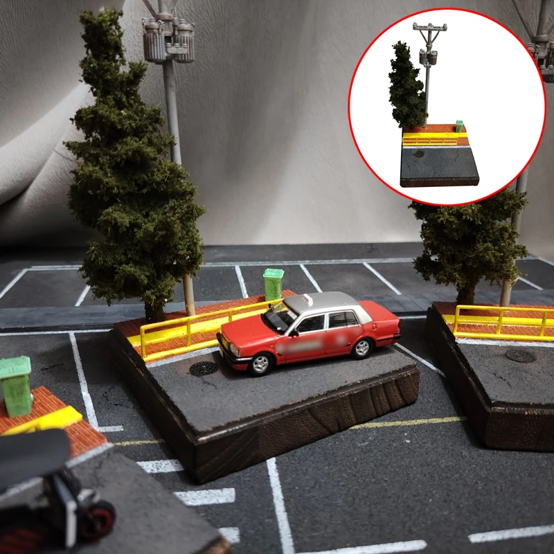 1PCS 1/64 Schaal Desktop Display Ornament 10X10X18CM Gesimuleerde Straat Scène Basis Handgemaakte Accessoires voor RC Auto/Motorfiets Model