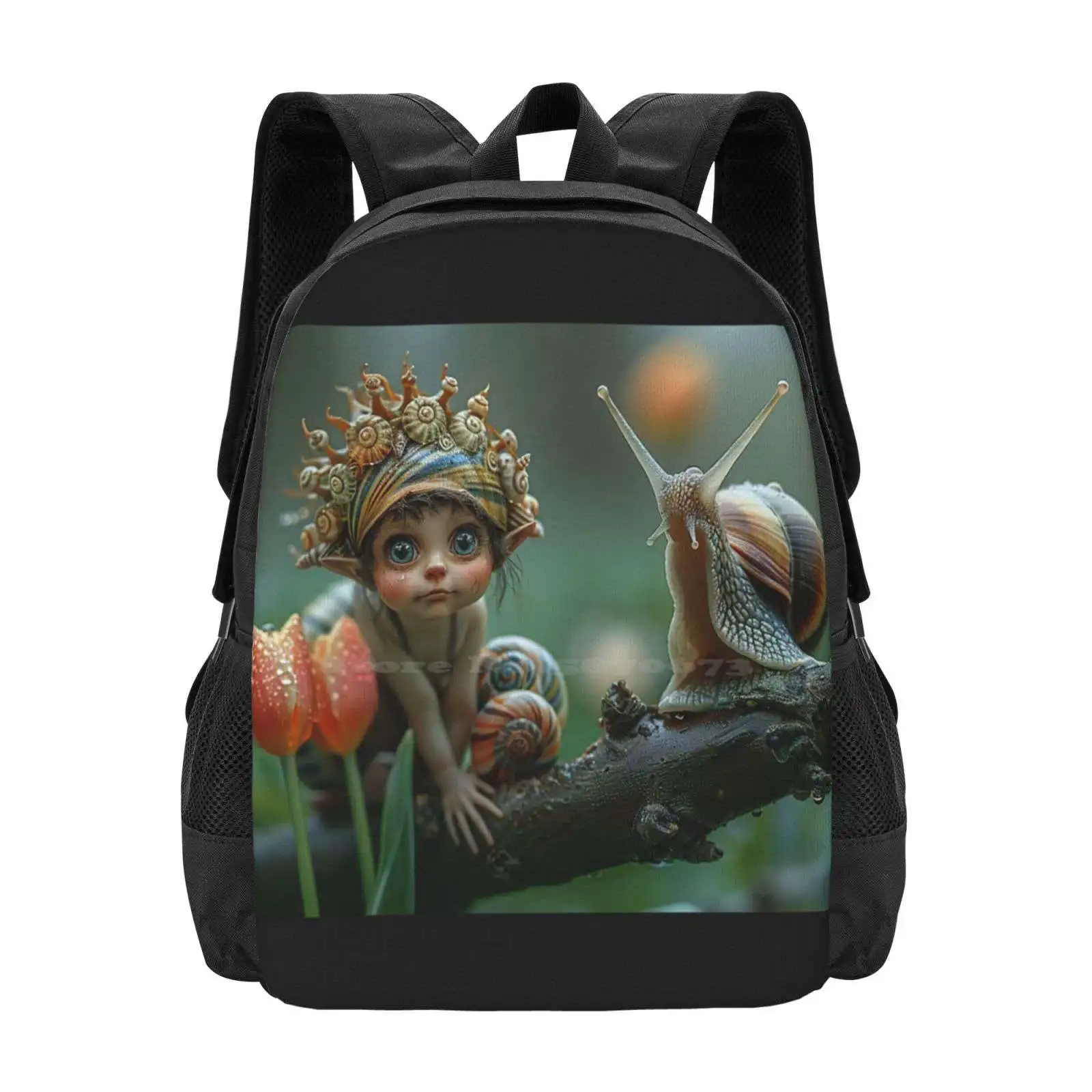 

The Snail Crowned Sprite And Tulip Dew Hot Sale Schoolbag Backpack Fashion Bags Sprite Encounter Snail Companions Tulip Dew
