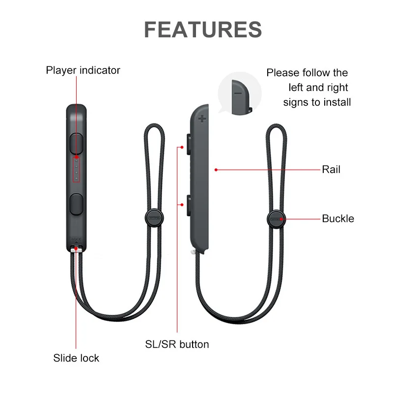 Correia ajustável para Switch Joy Controller, Joyfall-Proof, peças de reposição, acessórios, 1pc