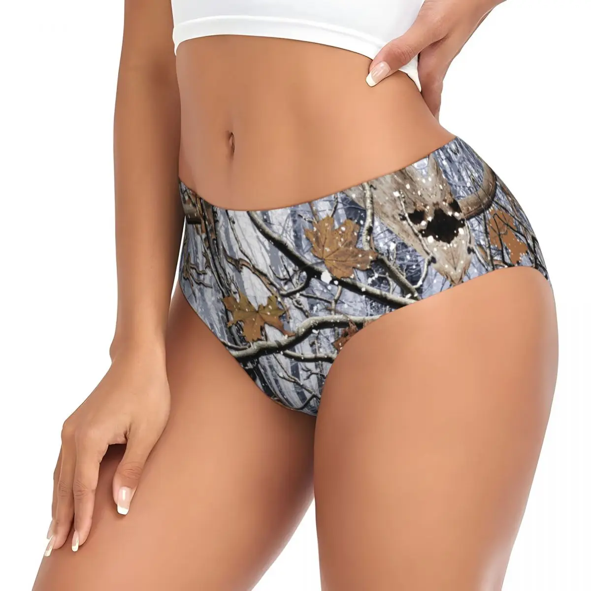 Benutzerdefinierte Frauen Jagd Camo Baum Camouflage Schnee Muster Höschen Unterwäsche weibliche Komfort kurze Höschen Slips Unterhosen