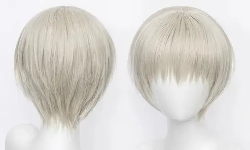 White Men Wig Short Straight Synthetic Anime Hair High Temperature Fiber for Cosplay Party