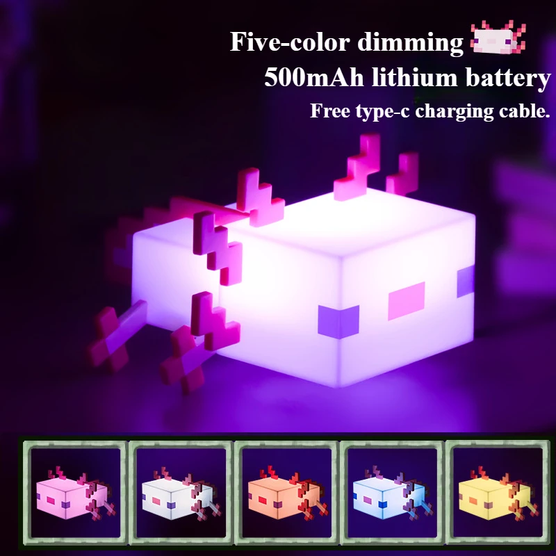 My World DIY Model Lizard Bedroom Bedside Night Light 5 Colors Toy Atmosphere Light Children's Gift Decoration Table Lamp