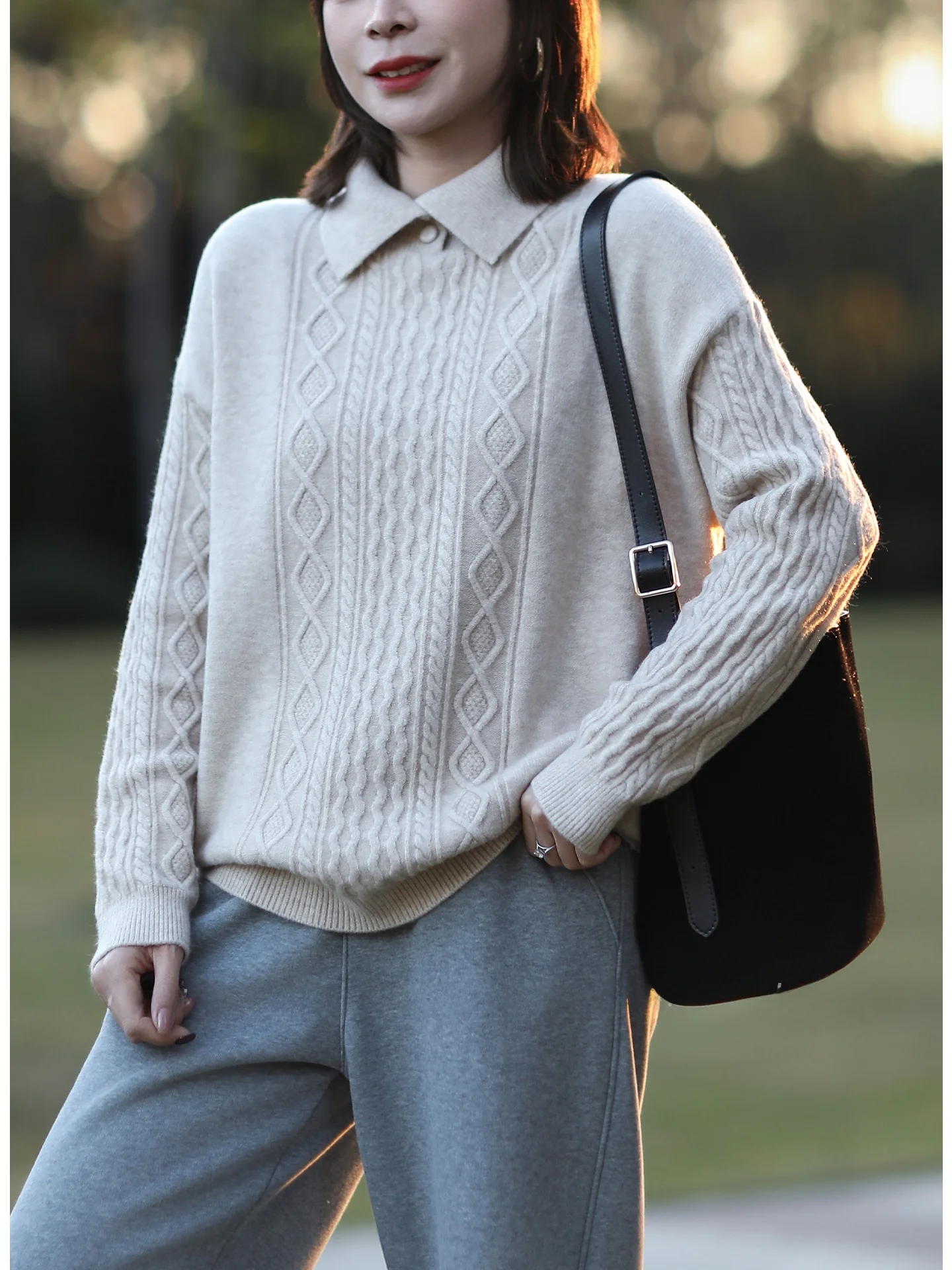 

Мягкий уютный повседневный вязаный шерстяной свитер Tree, женский свободный крой, длинный свек Crew Ne, теплая модная винтажная сетка