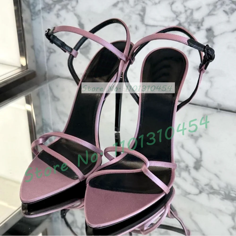 Green Luxury Cross Strap Satin Sandals Women Classy Open Pointy Toe Stiletto High Heels Sandals Ladies Ankle Strap Party Shoes