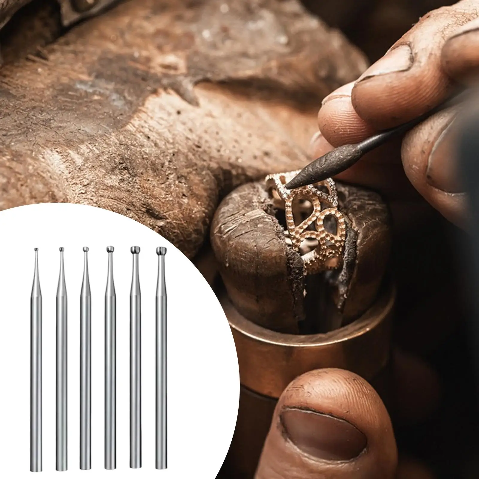 6Pcs Round Cup Burr 3/32'' Shank Multifunctional Accessory Portable for Lapidary Making Wire Rounder Bits Jewelry Making Burs