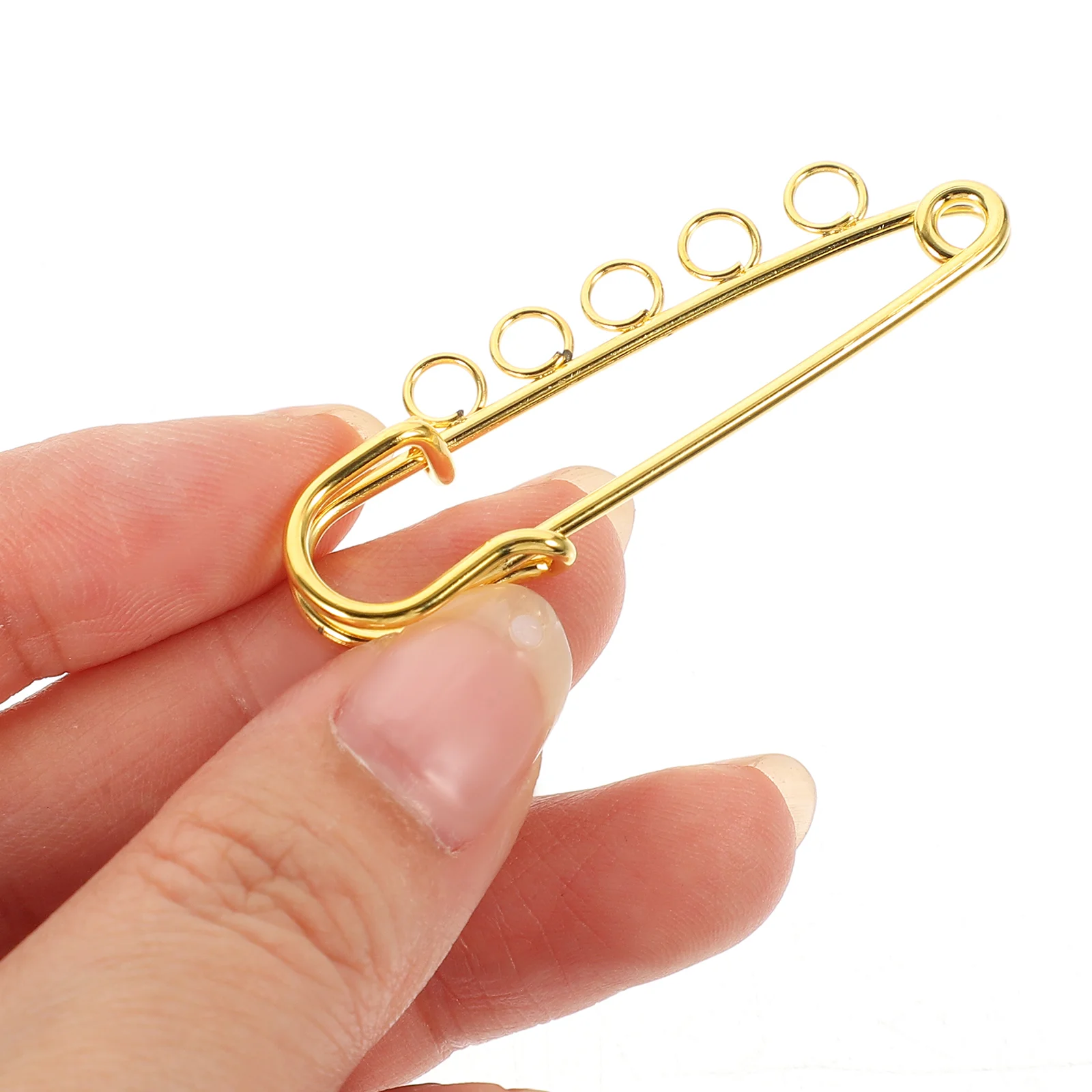 5 Hole Safety Pin Decorative Pins DIY Clothes Brooches Accessories Clips Small for Gold Metal Fabric Overskirt Baby