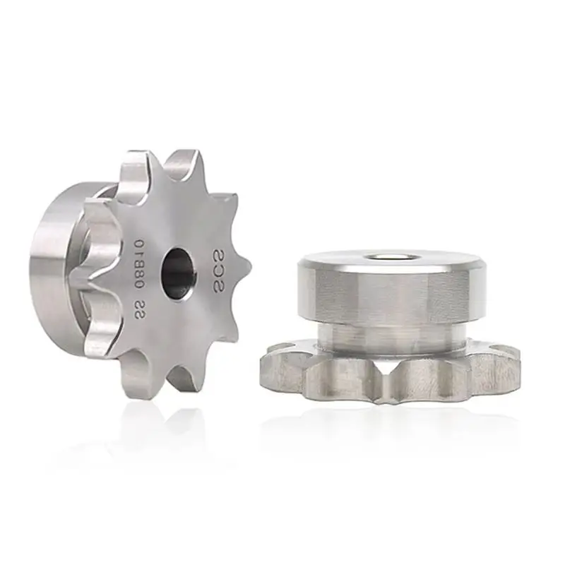 1 Uds 06B 08B 10A piñón de cadena 10T 11T 12T 13T ~ 25T dientes 304 engranaje de cadena de acero inoxidable piñón Industrial agujero de proceso de rueda
