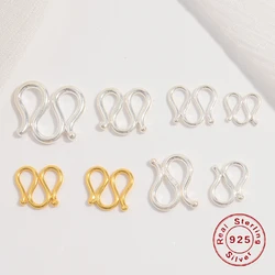 S925 Sterling Silver S/M Shape End Clasps Hooks Multi Size Hook Carabiner Necklaces Connectors for Bracelet Jewelry Making SK58