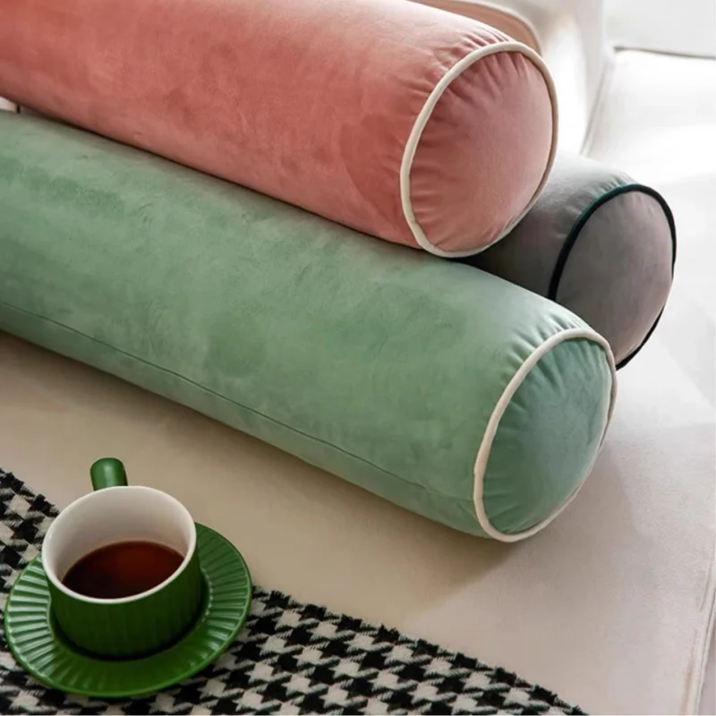 Long Round Pillows Luxury Soft Velvet Cushions Candy Color Decorative Pillow For Sofa Chair Bedding Home Decoration