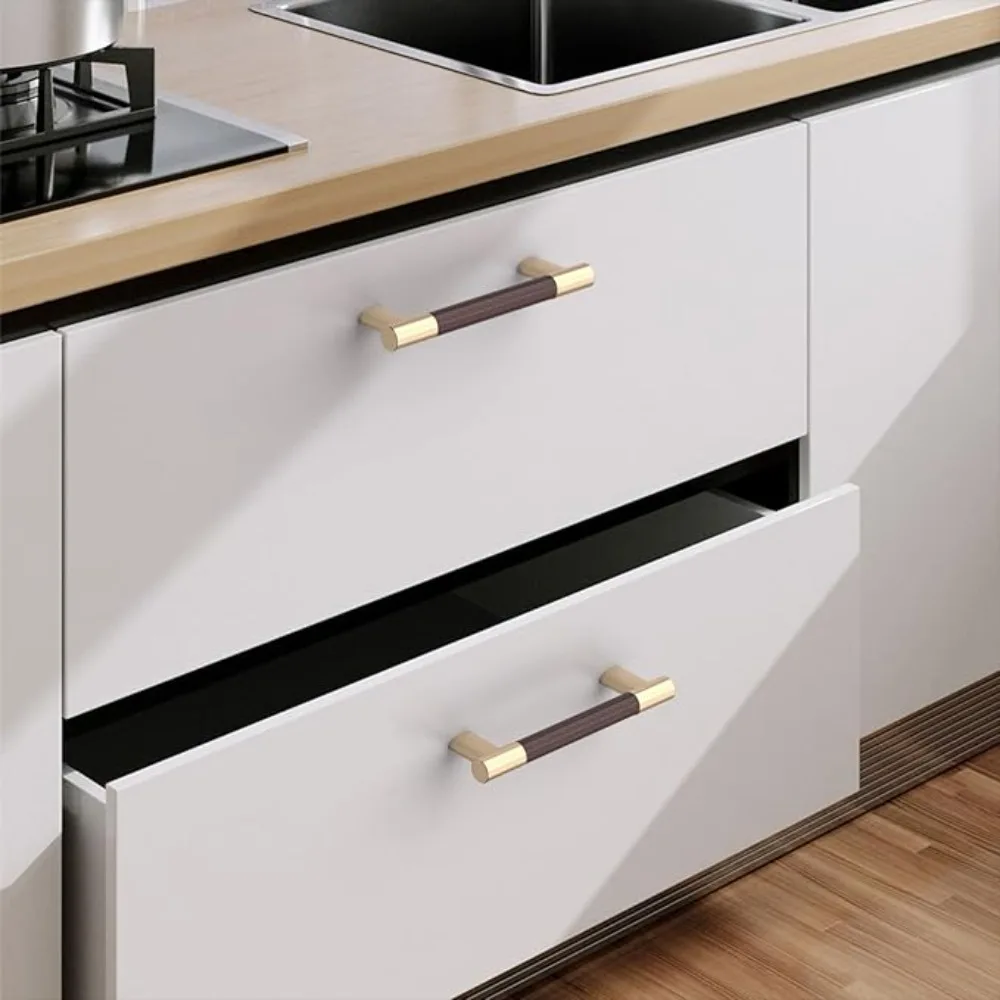 Dooroom Brass Furniture Handles Real Leather Nordic Simple Pulls Cupboard Wardrobe Dresser Shoe Box Drawer Wine Bar Cabinet Knob