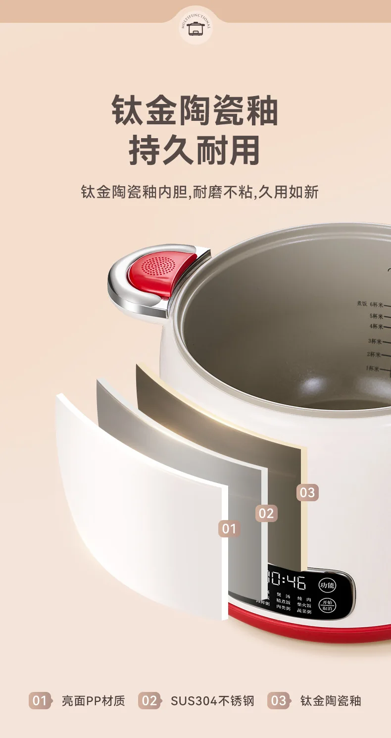 Haushalt 2L kleiner Reistopf Eintopf Multifunktionaler kleiner Kochtopf