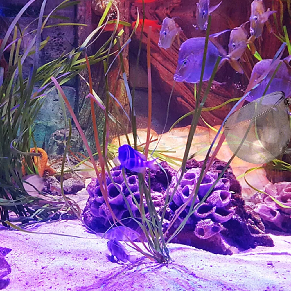 

4Pcs Water Grass Cup Premium Glass Material Permeable Holes 2 Suction Cups Aquarium Fish Tank Decor Water Grass Cup