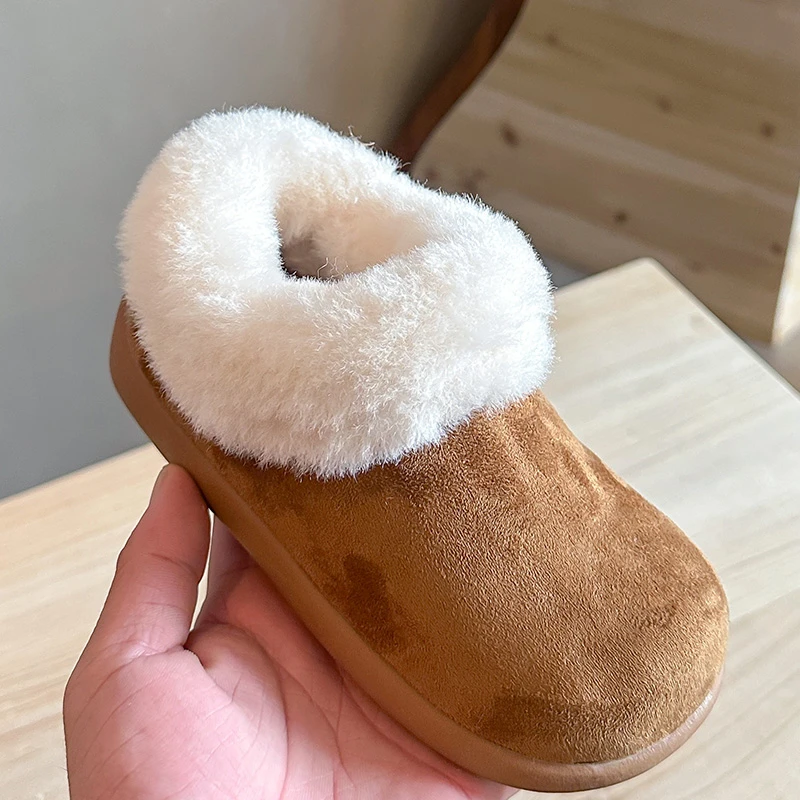 Stivali da neve per bambini 1-18 anni Giallo Marrone Imbottito Addensato Ragazzi Ragazze Scarpe di cotone Morbide stivali corti antiscivolo per bambini