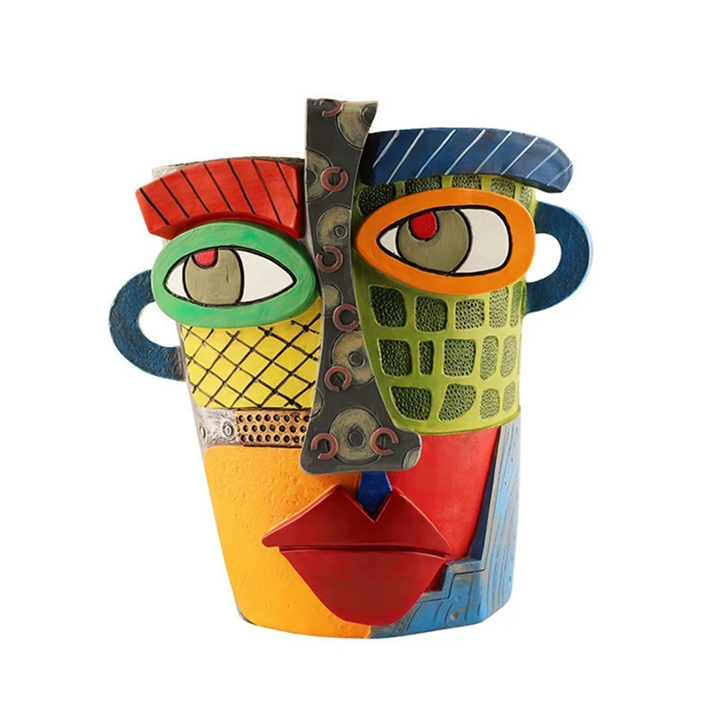 

Brutalist Abstract Beauty Face Flower Pot, Face Flower Pot Head Planter, Colorful Face Art Abstract Resin Flower Pot-FS-PHFU