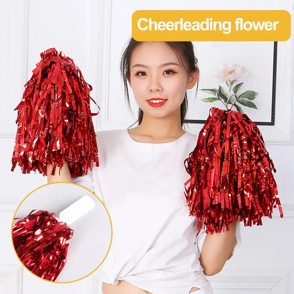 Long-lasting Hand Flower Vibrant Foil Cheerleading Pom Poms 18pcs Colorful Hand Flowers for Cheering Squads Party Supplies