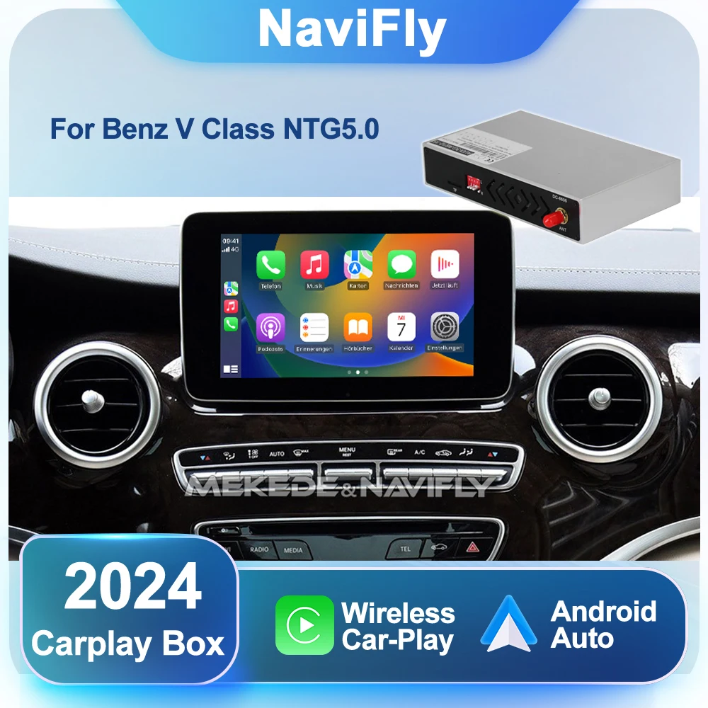 NaviFly Wireless Carplay Android Auto For Benz V Class W446 W470 2015-2018 NTG5.0 Mirror Link AirPlay Retrofit Kit AI Box