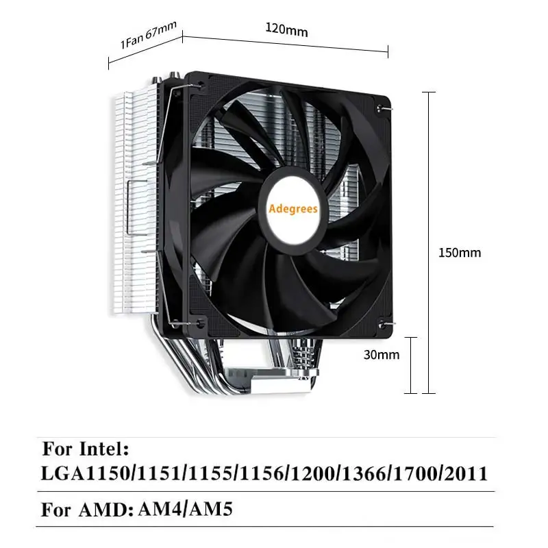 4 Tubo di Calore CPU di Raffreddamento 4PIN PWM PC Radiatore raffreddato ad Aria Per Intel LGA 1150 1151 1155 1200 1366 1700 2011 AMD AM4 AM5 ventilatore