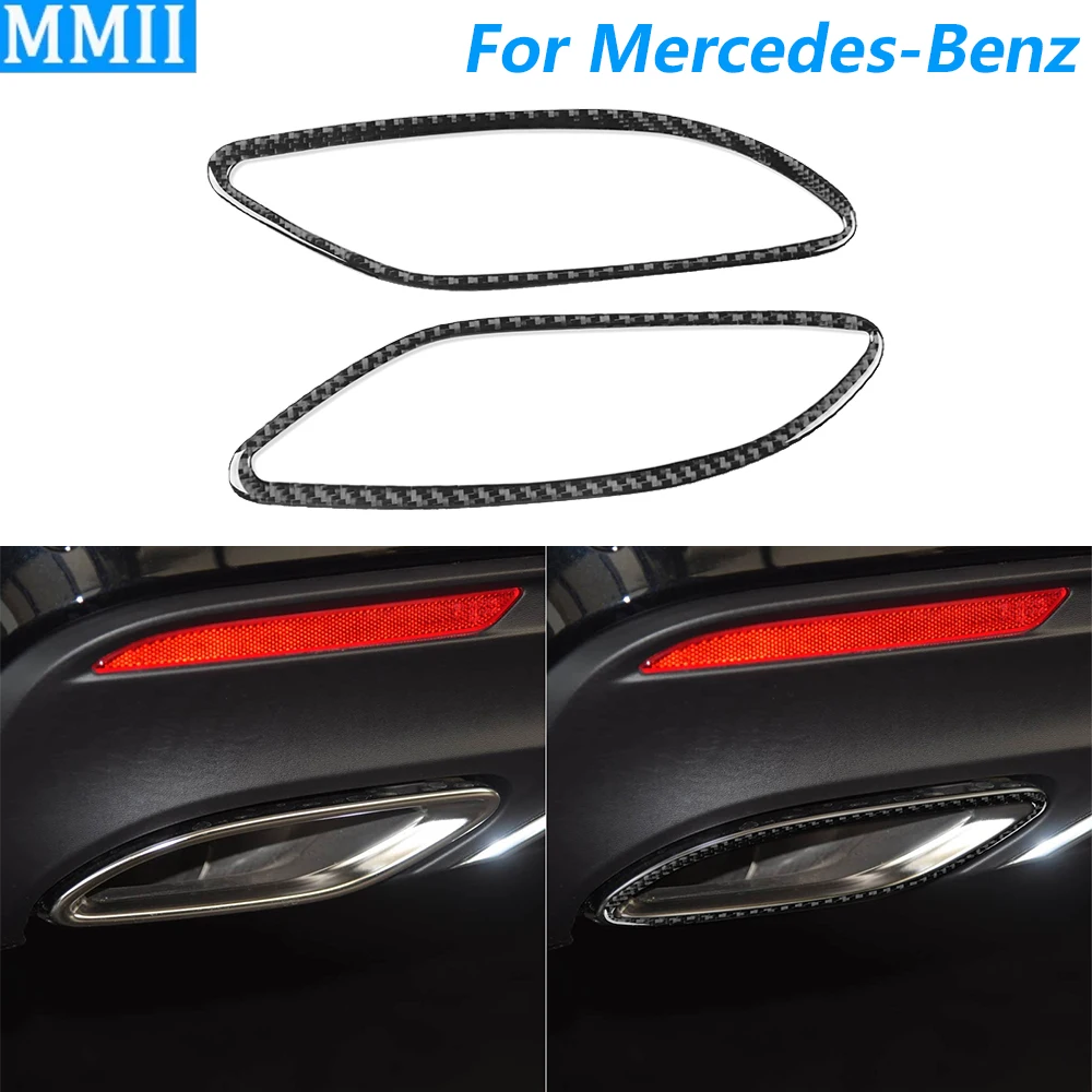 

For Mercedes-Benz GLE GLS W166 2016-2019 Carbon Fiber Rear Tail Throat Exhaust Hole Panel Cover Trim Car Accessories Sticker
