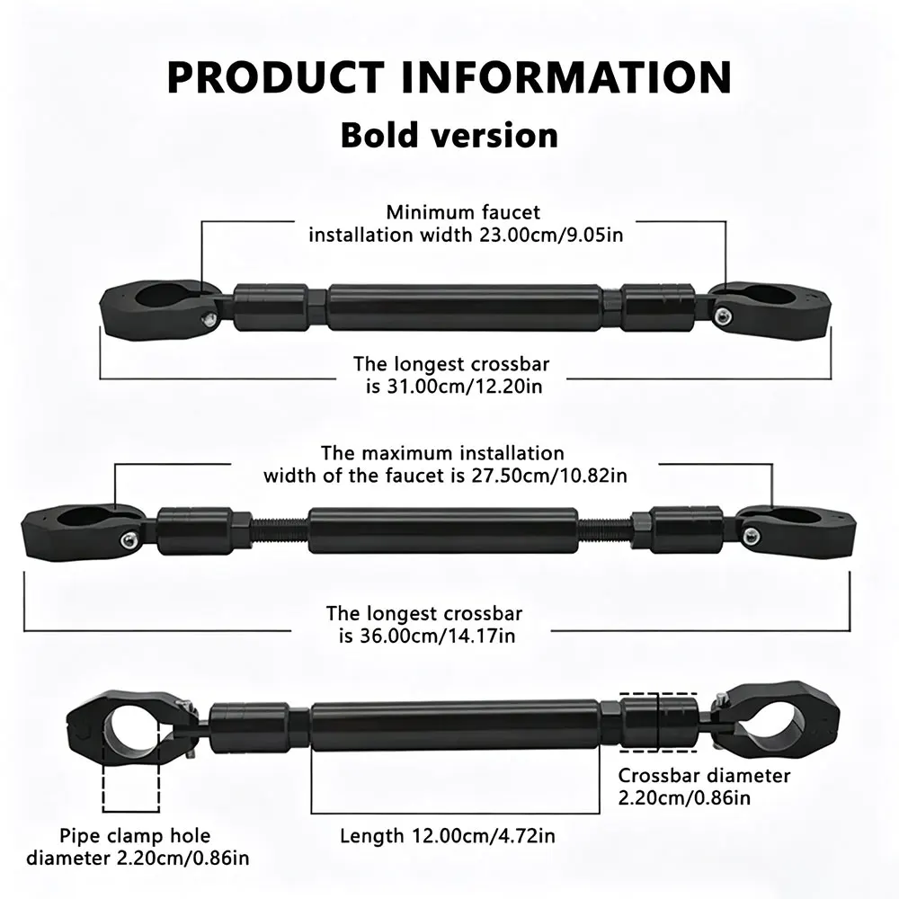 Motorrad-Dickes Ausgleichsstangen-Set, universell, 22 mm, Aluminium-Querstange, verstärkter Lenker, verlängerter Motorrad-Lenkergriff, verstärkter Hebel – Detail 1