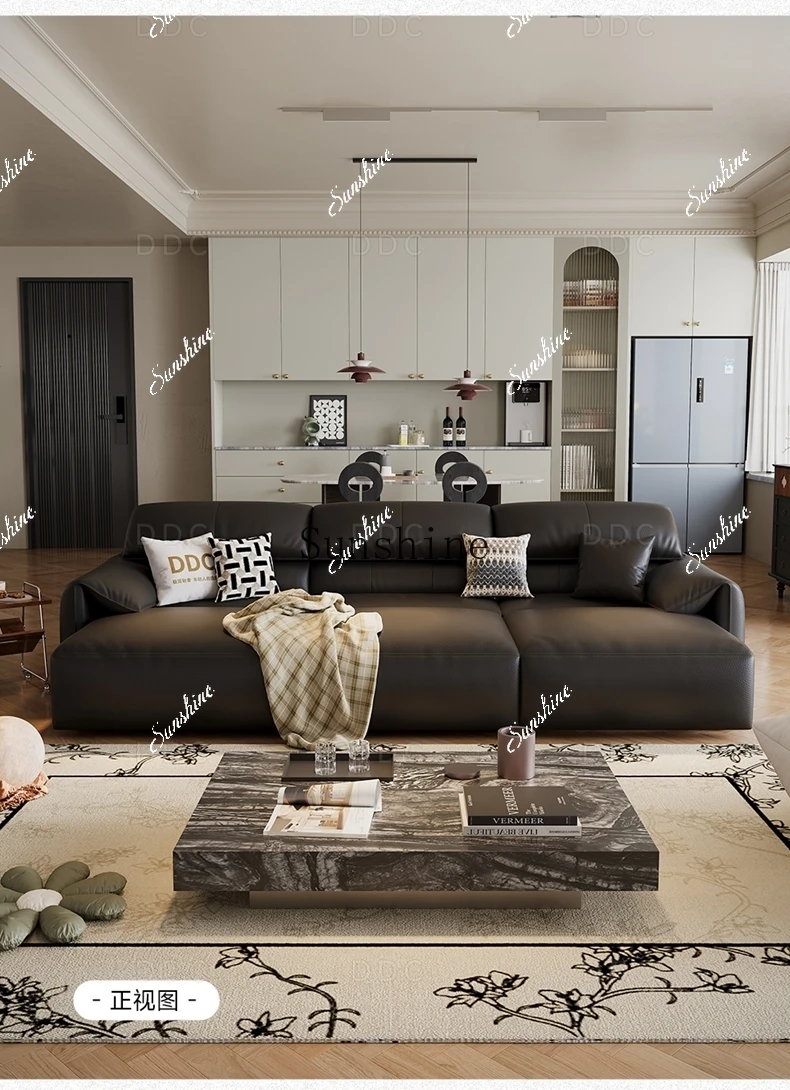 Electric multi-functional medieval style living room straight row sofa bed simple modern small apartmentH