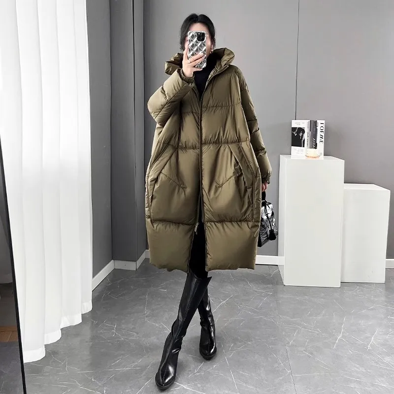 2024 New Winter Down Jacket Women\'s Casual Clothing Fashion Loose Ladies Hooded White duck down Coat Female Warm Parkas Overcoat