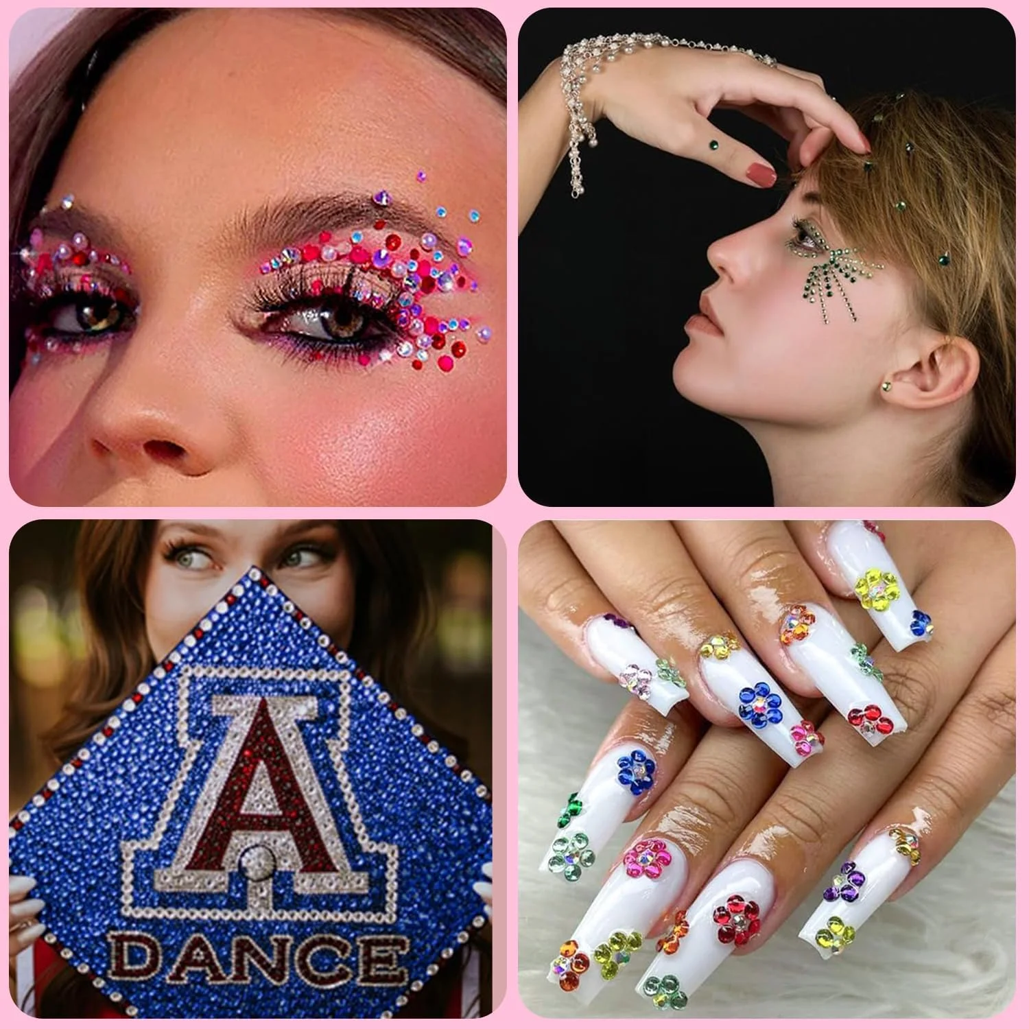 4500 Stück Diamanten für Bastelarbeiten, 3mm Kristalle Strass, Flache Glitzer-Edelsteine Nagel-Diamanten Strass für Kleidung Accessoires DIY – Detail 8