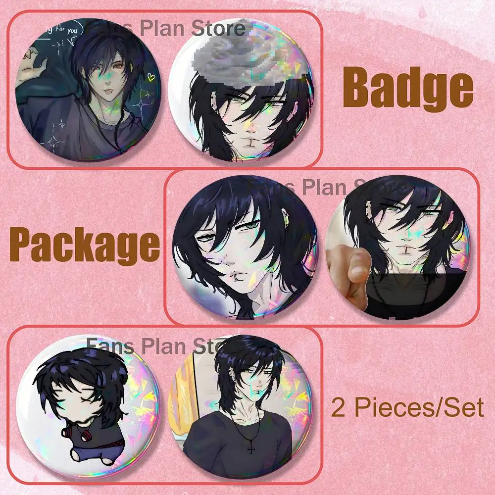 Game Brooches For Backpack Accessories 25,32,44,58,75mm Round Enamel Pin 2-piece Set Cartoon Anime Badge E-Elian Looking For You