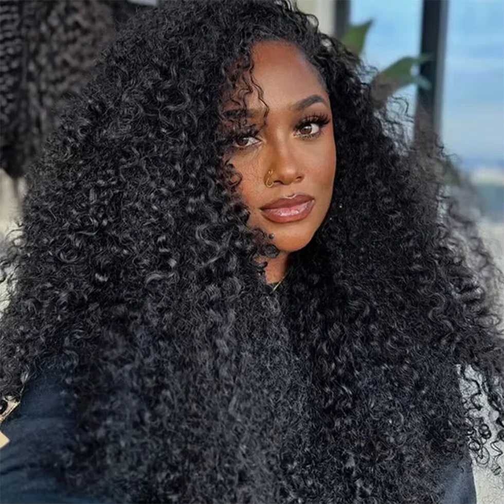 3 IN 1 Drawstring Half Wig Human Hair Seamless Flip Over Machine Made 200 Density Curly Wave 28 30 Inches Brazilian Remy Hair Breathable Cap Beginner Friendly Half Wig For Women