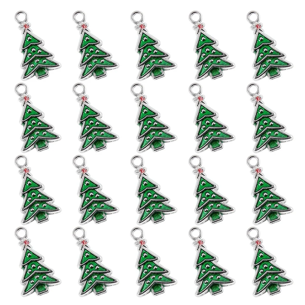 

20 Pcs Christmas Tree Pendant Craft Supplies Snowflake Charm Jewelry Making Pendants