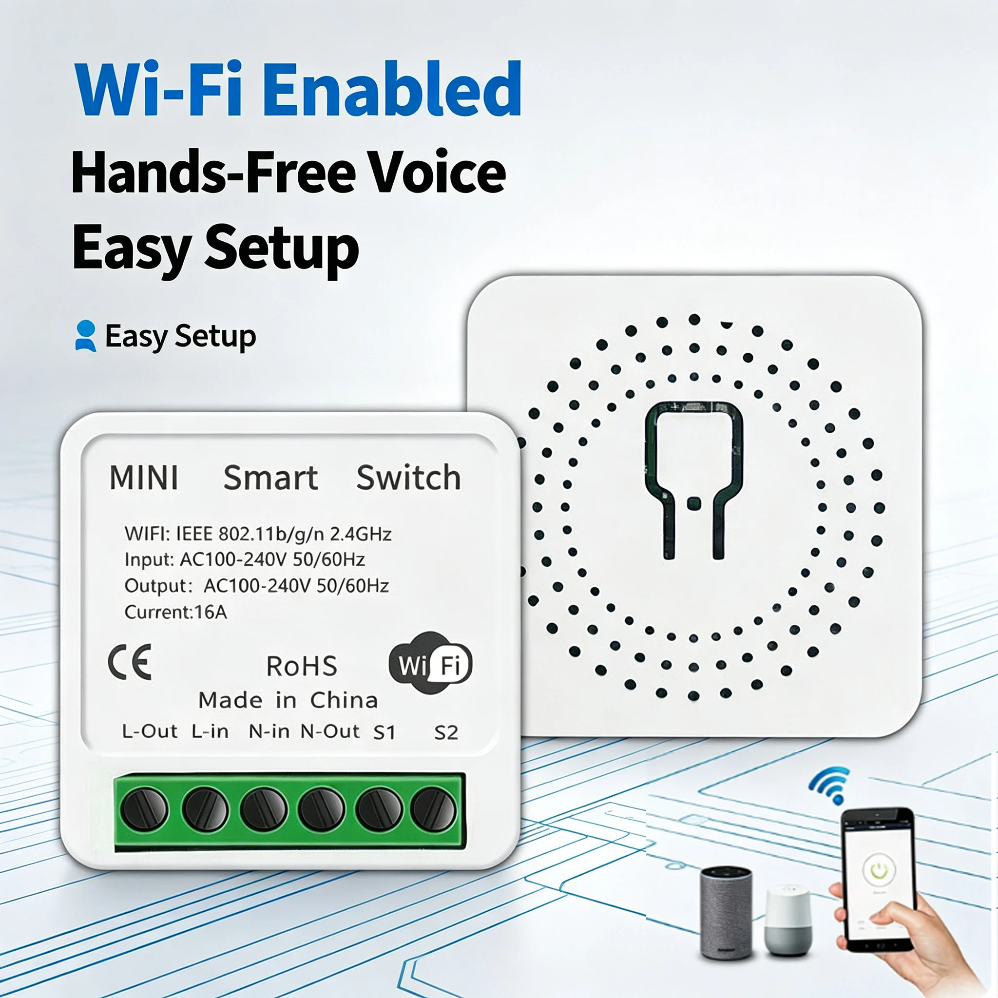 Smart Home Mod - 16A WiFi Mini Smart Switch Kompatibel