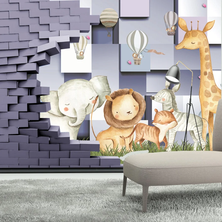 

Мультяшные обои с кожурой и наклейкой для гостиной, спальни, сафари, контактные обои с животными, домашний декор, наклейка из необработанной рулонной бумаги