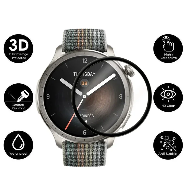For Amazfit Balance SmartWatch Ultra Clear Full Cover 3D Curved Plating Soft PMMA PET Film Screen Protector -Not Tempered Glass