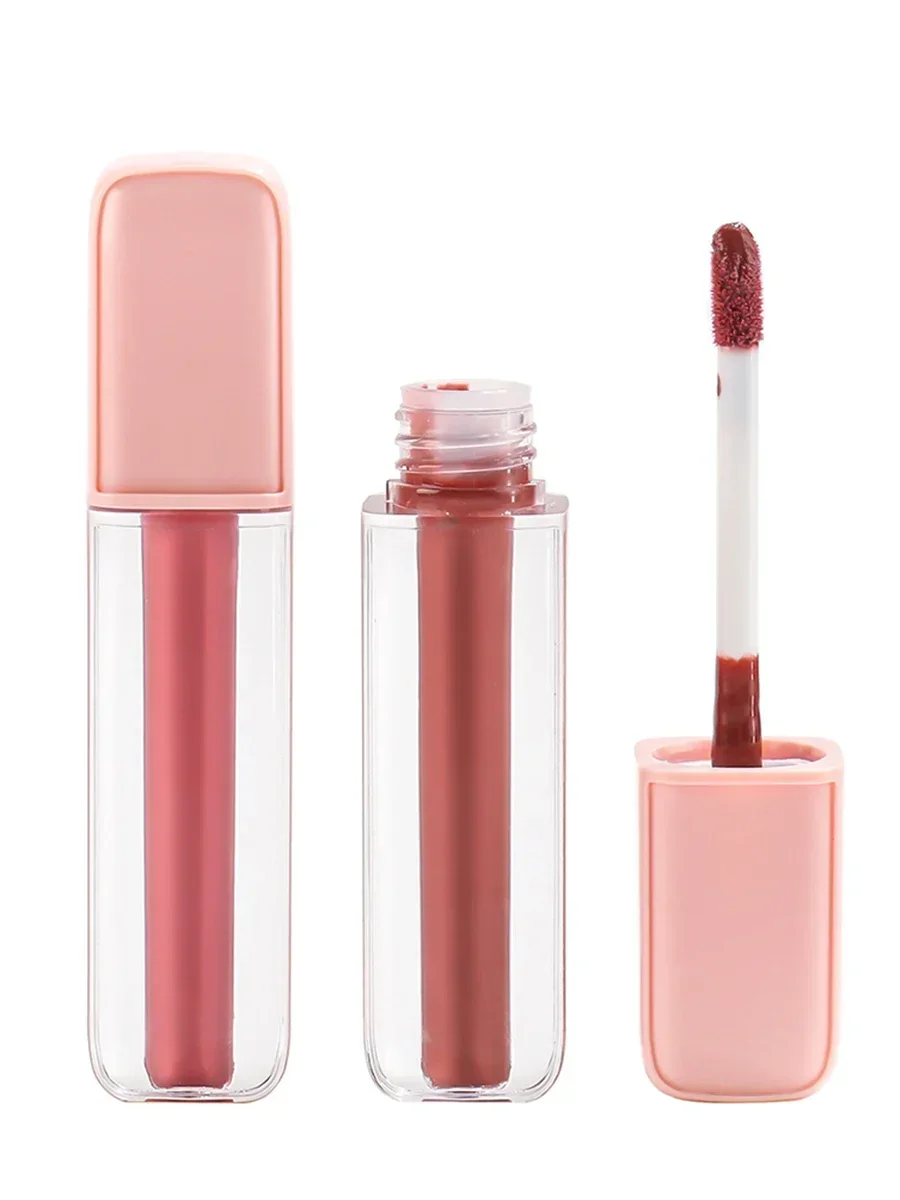 Private Label Waterproof Lip Gloss Custom Logo Pink Tube Moisturizing Long Lasting Cosmetic Multi-color Option Makeup Wholesale