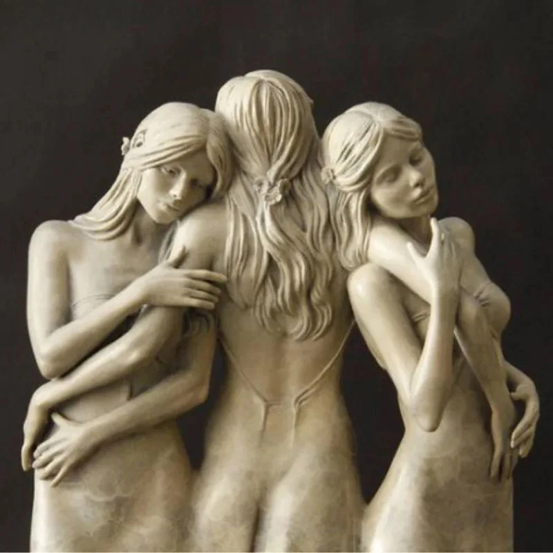 Three Goddesses Abstract Figures Statue Sisters Characters Three People Sculpture Desk Decoration Resin Crafts Modern Home Decor