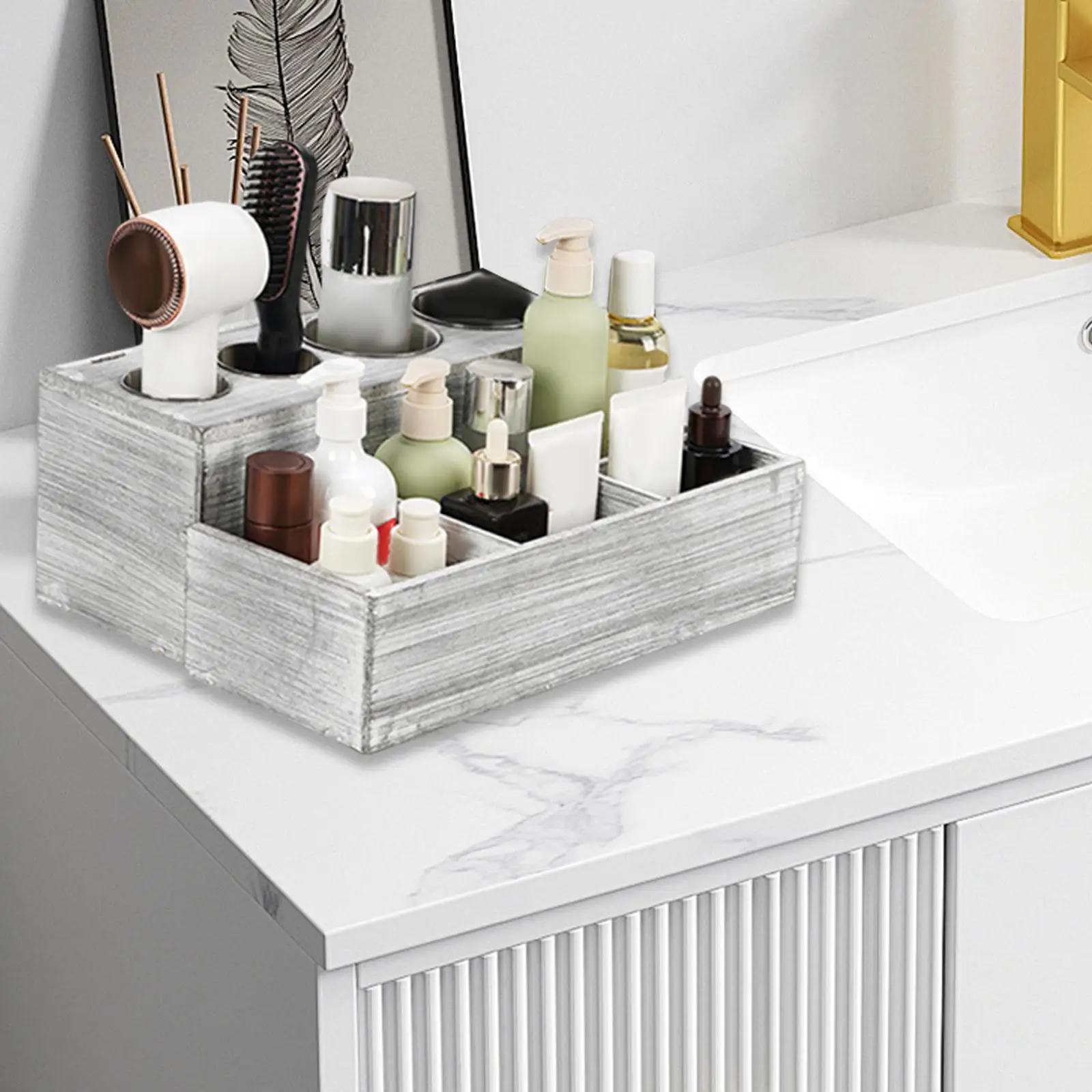 

Органайзер для инструментов для волос, многофункциональная боковая корзина, экономия места, нержавеющая сталь