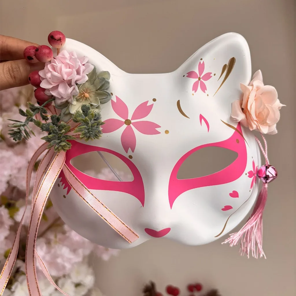 Plastic Half Face Mask  Japanese  Masquerade Mask Half Face Masquerade Mask Hand Painted For Photo Shooting Party