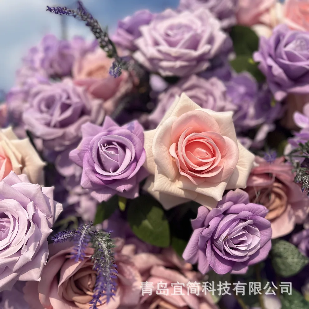 Customized New Purple Simulated Flower Arch Wooden Door Outdoor Wedding Flower Source Factory Phalaenopsis Brilliant Hairpin
