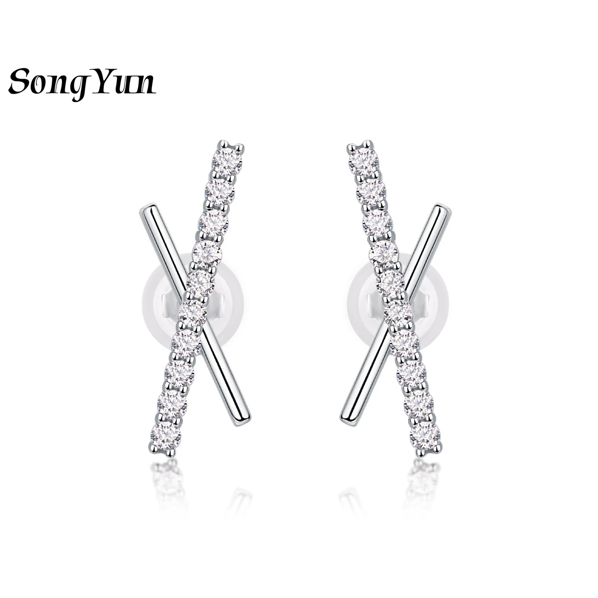 

SONGYUN Designer Jewelry 925 Sterling Silver Earrings Moissanite Diamond Huggie Party for Bride Rhodium Plated SYT Patent Earrin
