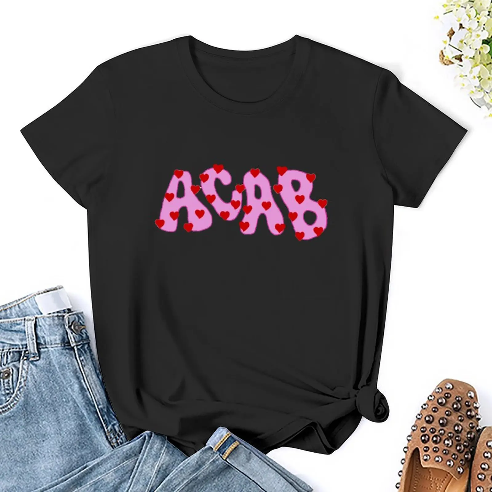 ACAB BUMPER-T-shirt en coton pour femme, chemisier esthétique, vêtements d'été mignons