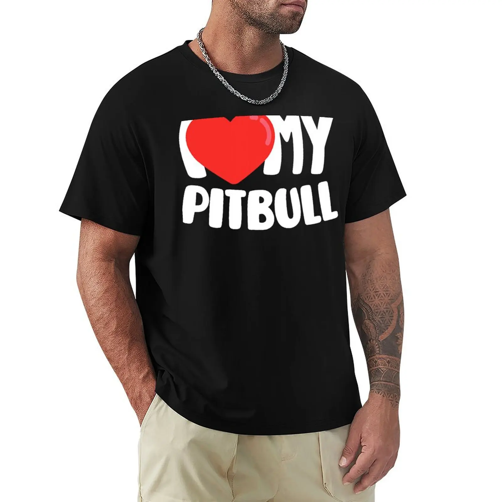I Love My Pitbull T-Shirt Blouse summer clothes boys whites kawaii clothes mens tall t shirts