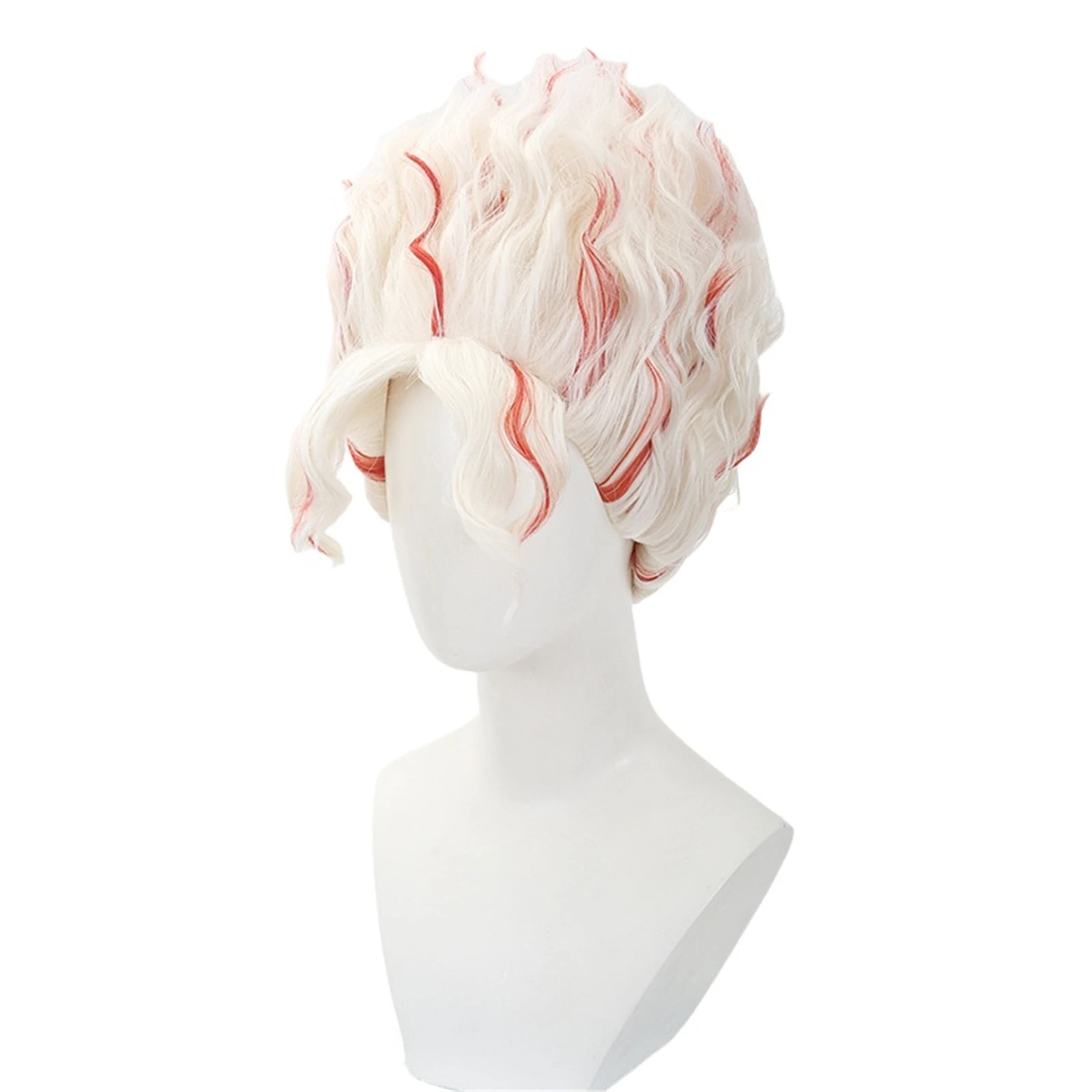 Okarun-Peluca de Cosplay de Anime Takakura Ken para hombre, tocado de pelo rizado resaltado en rojo y blanco, accesorios de Halloween